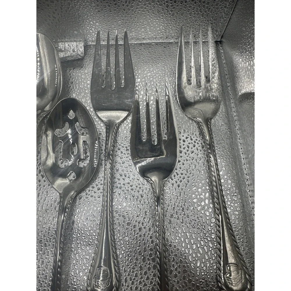 Wallace‎ Silverplate Serving Utensils Lot Of 8 Wheat Basket EP Bronze Vintage